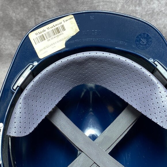 Seattle Seahawks MSA V-Gard Hard Hat Medium Size Adjustable OSHA ANSI Blue - Picture 2 of 9